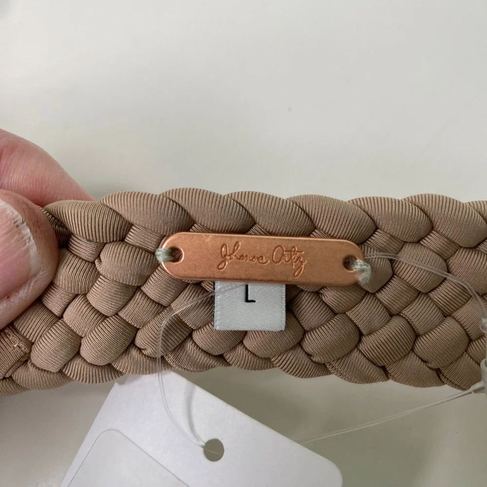 Johanna Ortiz Cape of Good Belt Camel‎ Ecru Braided Shell Buckle Size L